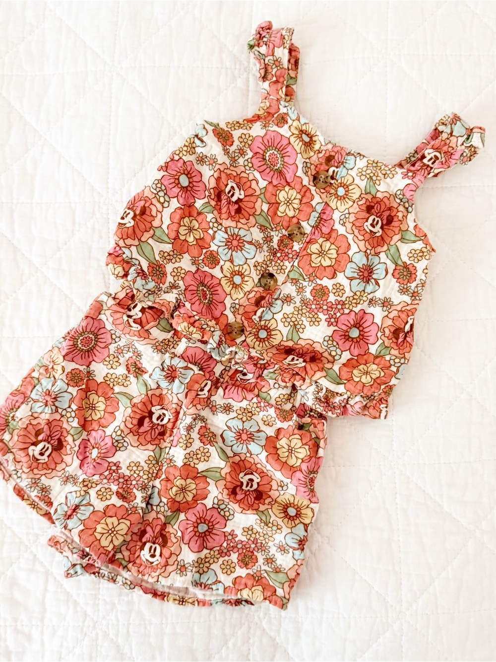 Minnie 3T Kids Matching Set Pink Orange Floral